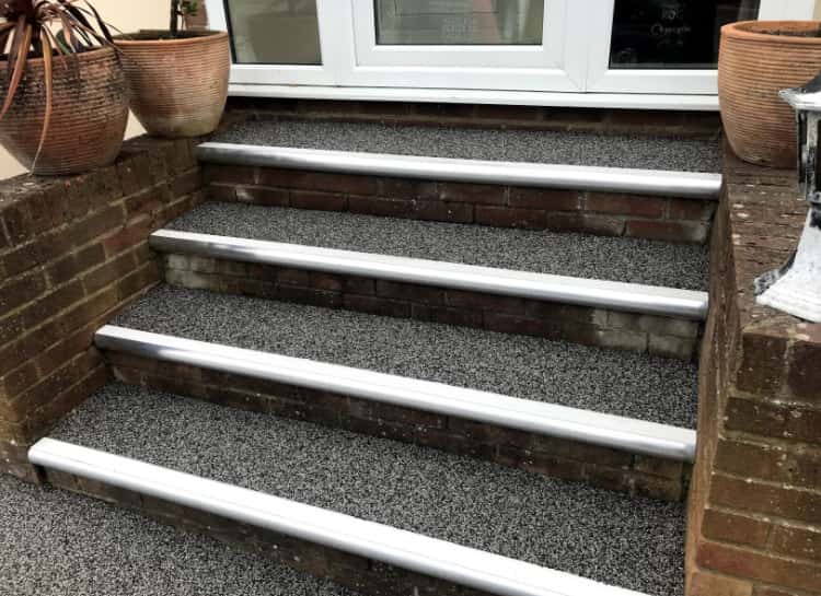 This is a photo of a Resin bound stair path carried out in Swansea. All works done by Resin Driveways Swansea